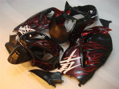 1996-2007 Black Red Flame Suzuki GSXR 1300 Hayabusa Motorbike Fairing UK