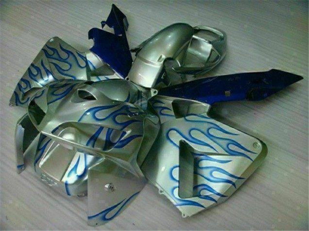 2005-2006 White Blue Flame Honda CBR600RR Motorcycle Fairing Kit UK