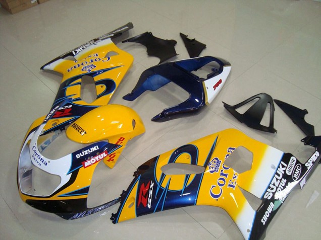 2001-2003 Yellow Blue Corona Extra Motul Suzuki GSXR750 Motorcycle Fairings Kits UK