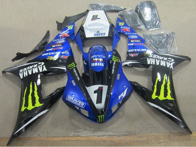 2002-2003 Blue Black Graves 1 Yamaha YZF R1 Motorbike Fairing UK