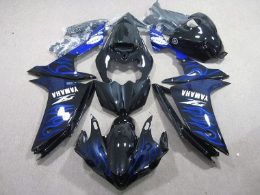 2007-2008 Black with Blue Flame Yamaha YZF R1 Motorcycle Fairing Kit UK