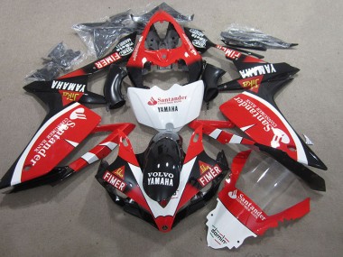 2007-2008 Black Red White Santander Yamaha YZF R1 Motorbike Fairing Kits UK